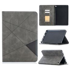 Per Amazon Kindle Fire HD8 (2020) Custodia in pelle magnetica a vibrazione orizzontale con struttura a rombi con supporto e slot per schede (grigio)