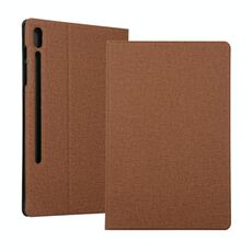 Per Samsung Galaxy Tab S8 + / TAB S8 PLUS / TAB S7 FE / TAB S7 + / T970 Texture Text texture orizzontale flip custodia in pelle PU con supporto (Brown)