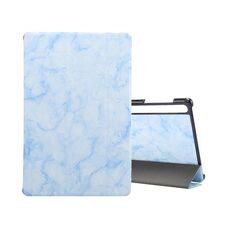 Per Samsung Galaxy Tab S8 + / TAB S8 PLUS / TAB S7 FE / TAB S7 + / T970 Modello di trama di marmo S7 + / T970 Caso di cuoio orizzontale in pelle orizzontale, con supporto a tre pieghevoli e funzione di sveglia / funzione di sveglia (blu)