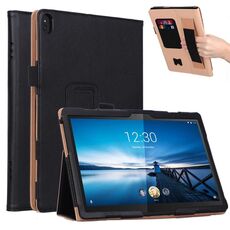 Per Lenovo Tab P10 TB-X705F e Tab M10 FHD REL TB-X605FC / LC e Tab M10 TB-X605F / TB-X505F Custodia in pelle con vibrazione orizzontale con struttura retrò in pelle PU con supporto e 2 slot per schede e cinturino da polso (nero)