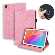 Per Huawei Enjoy Tablet 2 Custodia in pelle con ribaltina orizzontale in rilievo con struttura in vitello con supporto, slot per schede e cornice per foto (rosa)