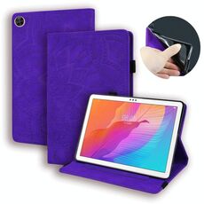Per Huawei Enjoy Tablet 2 Custodia in pelle con ribaltina orizzontale in rilievo con struttura in vitello con supporto, slot per schede e cornice per foto (viola)