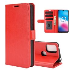 Per Alcatel 3X 2020 R64 Custodia protettiva a vibrazione orizzontale singola con supporto e slot per schede, portafoglio e cornice per foto (rosso)