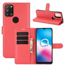 Custodia protettiva flip orizzontale per Alcatel 3X 2020 Litchi Texture con supporto, slot per schede e portafoglio (rosso)