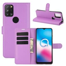 Custodia protettiva flip orizzontale per Alcatel 3X 2020 Litchi Texture con supporto e slot per schede e portafoglio (viola)