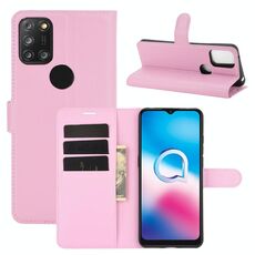 Per Alcatel 3X 2020 Litchi Texture Custodia protettiva a vibrazione orizzontale con supporto, slot per schede e portafoglio (rosa)