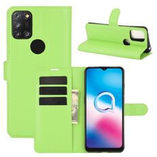 Per Alcatel 3X 2020 Litchi Texture Custodia protettiva a vibrazione orizzontale con supporto, slot per schede e portafoglio (verde)