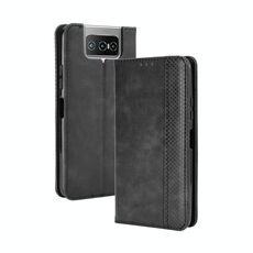 Per Asus Zenfone 7 ZS670KS / Zenfone 7 Pro ZS671KS Fibbia magnetica Retro Crazy Horse Texture Custodia in pelle a vibrazione orizzontale, con supporto e slot per schede e cornice per foto (nero)