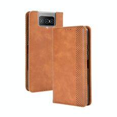 Per Asus Zenfone 7 ZS670KS / Zenfone 7 Pro ZS671KS Fibbia magnetica Retro Crazy Horse Texture Custodia in pelle a vibrazione orizzontale, con supporto, slot per schede e cornice per foto (marrone)