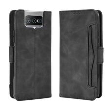 Per Asus Zenfone 7 ZS670KS / Zenfone 7 Pro ZS671KS Custodia a portafoglio in pelle stile pelle di vitello con slot per scheda separato (nero)