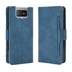Per Asus Zenfone 7 ZS670KS / Zenfone 7 Pro ZS671KS Custodia a portafoglio in pelle stile pelle di vitello con slot per schede separato (blu)