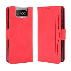 Per Asus Zenfone 7 ZS670KS / Zenfone 7 Pro ZS671KS Custodia a portafoglio in pelle stile pelle di vitello con slot per scheda separato (rosso)