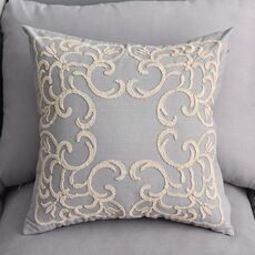 Fodera per cuscino con ricamo in cordoncino di cotone senza anima, dimensioni: 50x50 cm (grigio)