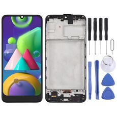 Schermo LCD TFT per Samsung Galaxy M21 / SM-M215 Digitizer Assemblaggio completo con cornice (nero)