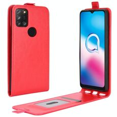 Per Alcatel 3X 2020 R64 Custodia protettiva in pelle con vibrazione verticale singola con slot per schede e cornice per foto (rosso)