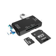 2 PCS Type-C & Micro USB e USB 2.0 3 in 1 Porte multi-funzione di lettore di schede, disc di sostegno U / TF / SD (Nero)