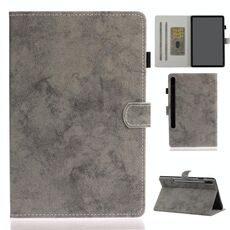 Per Samsung Galaxy Tab S8 / Galaxy Tab S7 11.0 T870 Custodia in pelle con texture in tessuto in marmo con staffa e slot per schede e slot per penna e slot antiscivolo (grigio)