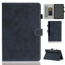 Per Samsung Galaxy Tab S8 / Galaxy Tab S7 11.0 T870 Custodia in pelle di texture in tessuto in marmo con staffa e slot per schede e slot a penna e antiscivolo (blu scuro)