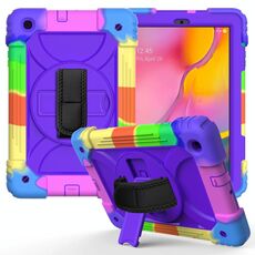 Per Samsung Galaxy Tab A 10.1 (2019) T510 / T515 Custodia combinata antiurto PC + silicone con supporto e tracolla e tracolla (colorata + viola)