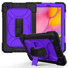 Per Samsung Galaxy Tab A 10.1 (2019) T510 / T515 Custodia combinata antiurto PC + silicone con supporto e tracolla e tracolla (nero + viola)