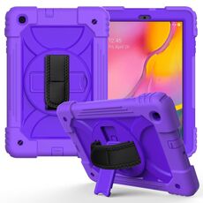 Per Samsung Galaxy Tab A 10.1 (2019) T510 / T515 Custodia combinata antiurto PC + silicone con supporto e tracolla e tracolla (viola + viola)