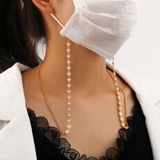 Catena per occhiali con maschera appesa multiuso anti-smarrimento Retro Love Pearl (Oro)