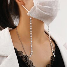 Catena per occhiali con maschera appesa multiuso anti-smarrimento Retro Love Pearl (Argento)