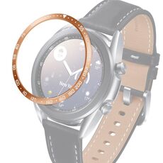 Per Samsung Galaxy Watch 3 41mm Smart Watch Anello con castone in acciaio, versione E (anello in oro rosa lettera bianca)