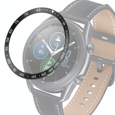 Per Samsung Galaxy Watch 3 45mm Smart Watch Anello con castone in acciaio, versione E (anello nero lettera bianca)