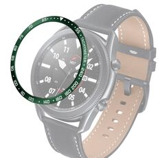 Per Samsung Galaxy Watch 3 45mm Smart Watch Anello con castone in acciaio, versione E (lettera bianca verde militare)