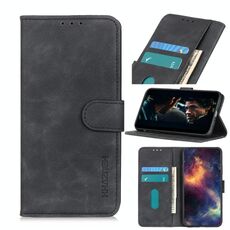 Per Alcatel 3X 2020 KHAZNEH Custodia in pelle con vibrazione orizzontale in PU + TPU con texture retrò con supporto, slot per schede e portafoglio (nero)