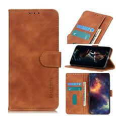 Per Alcatel 3X 2020 KHAZNEH Custodia in pelle con vibrazione orizzontale in PU + TPU con texture retrò con supporto, slot per schede e portafoglio (marrone)