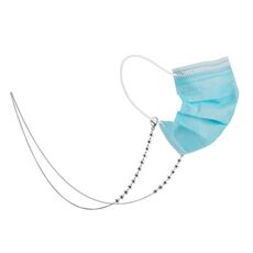 Cordino per maschera anti-smarrimento con catena appesa al collo in acciaio inossidabile placcato oro con fiori (fiore nero argento)