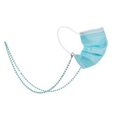 3 pezzi lucido cristallo perline maschera fatta a mano maschera anti-perso appeso cordino catena di occhiali catena (blu trasparente blu)