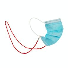 3 pezzi maschera di cristallo perline a forma di goccia con cordino anti-perso corsia di moda catena (rosso)