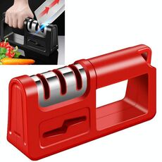 2 pezzi Affilatrice da cucina a tre stadi multifunzione Cucina Coltello da cucina Forbici Affilatura Pietra, Specifica: Diamond Cutter Testa, Colore: rosso