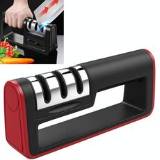 2 pezzi Affilatrice a tre stadi Affilatrice multifunzione Coltello da cucina Pietra di affilatura, Specifica: Testa del taglierina ordinaria, Colore: rosso + nero
