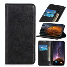 Per Alcatel 3X 2020 Custodia in pelle a vibrazione orizzontale con struttura magnetica a cavallo pazzo con supporto, slot per schede e portafoglio (nero)
