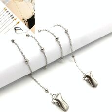 Corda decorativa anti-smarrimento per maschera, cordino per maschera, stile clip, stile: catena di perline (bianco K)
