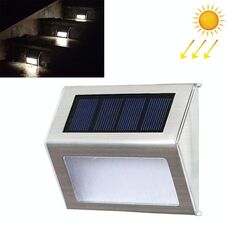 2PCS Solar Steel 3 LED Stair Wall Lamp Outdoor Garden Fence Light (luce bianca)