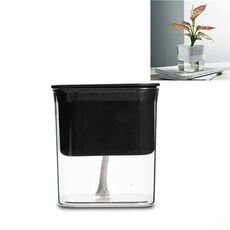 Vaso da fiori idroponico di ravanello verde Vaso da fiori succulente in plastica trasparente non porosa Assorbimento automatico dell'acqua (nero)