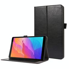 Per Huawei MatePad T8 Custodia in pelle a vibrazione orizzontale con struttura a cavallo pazzo con supporto pieghevole a 2 e slot per scheda (nero)