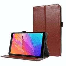 Per Huawei MatePad T8 Custodia in pelle a vibrazione orizzontale con struttura a cavallo pazzo con supporto pieghevole a 2 e slot per scheda (marrone)