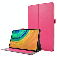 Per Huawei Honor V6 / MatePad Custodia in pelle a vibrazione orizzontale con struttura a cavallo pazzo da 10,4 pollici con supporto pieghevole a 2 e slot per scheda (rosa rossa)