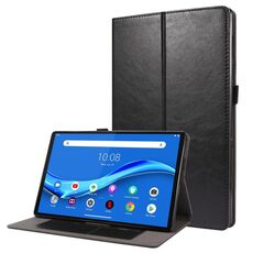 Per Lenovo Tab M10 Plus Custodia in pelle a ribaltamento orizzontale con struttura a cavallo pazzo con supporto pieghevole a 2 e slot per scheda (nero)