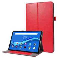 Per Lenovo Tab M10 Plus Custodia in pelle a ribaltamento orizzontale con struttura a cavallo pazzo con supporto pieghevole a 2 e slot per scheda (rosso)