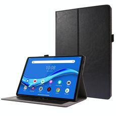 Per Lenovo Tab M10 Custodia in pelle a ribaltamento orizzontale con struttura a cavallo pazzo con supporto pieghevole a 2 e slot per scheda (nero)