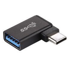Adattatore in lega di alluminio con testa a gomito a 90 gradi da maschio a USB 3.0 da maschio di tipo C / USB-C (nero)