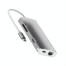 9591C 9 in 1 USB 3.0 x3 + scheda SD / TF + HDMI + RJ45 + Dock station per convertitore HUB multifunzione Type-C / USB-C (PD) (argento)