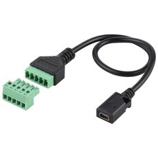 Mini 5 pin femmina a 5 pin terminali innestabili Connettore USB senza saldatura Cavo adattatore di collegamento senza saldatura, lunghezza: 30 cm